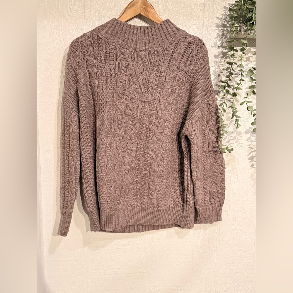 RELAXED CABLE‎ Mock Neck Sweater NWOT toast